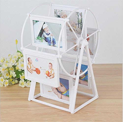 OOFYHOME 5 Inch Rotating Ferris Wheel Photo Frame Swing Sets Creative Double-Sided For Memorial Gift Frame