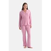 Dagi Kadın Pijama Takımı Pembe Biyeli Pamuk Modal G&ouml;mlek Pantolon
