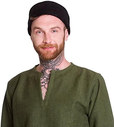 Medieval Men Woollen Cap Wool Black - S/M