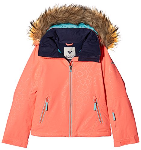 Roxy Jet Ski Solid Girl Jk Chaqueta para Nieve, niñas, Rosa (Emberglow Stripe_1), 8/S