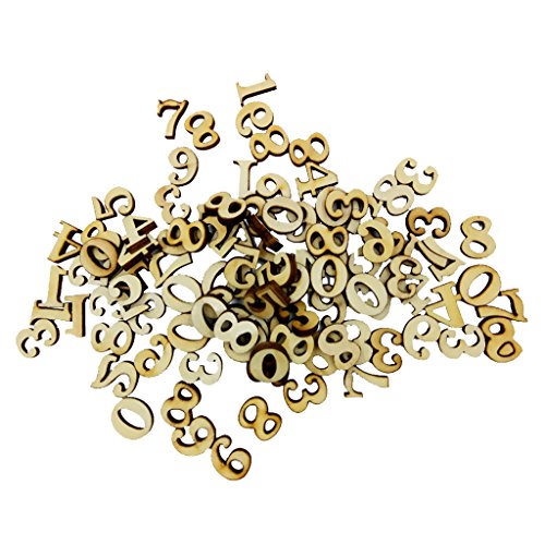 MagiDeal 100 Stück Holz 0-9 Holzzahlen zahlen Scrapbooking Verschönerungen 15mm - 6