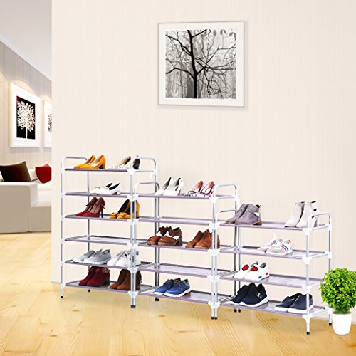 Finether Schuhregal Schuhständer Schuhablage mit Griffen Schuhschrank Regal 5 Ebenen für 15 Paar Schuhe aus Metall 89 x 68 x 30 cm - 7