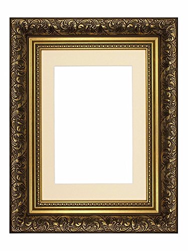 Gold mit Passepartout mit Verzierungen im Antik im französischen Stil Bilderrahmen/Fotorahmen/Poster Rahmen mit eine hohe Klarheit Styrol Bruchsichere Plexiglas Blatt – mosafs2–58–38-parent – andere Farben und Größen erhältlich, Gold with Ivory mount, A3 for A4 picture