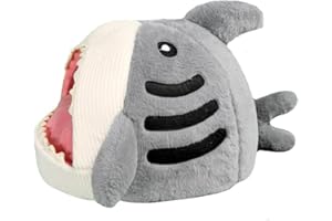 Souarts Hai Shark Katzenhöhle Katzenbett Flauschig, Kuschelhöhle für Katzen Kätzchen Hund Kaninchen, Katzenschlafplatz Katzenbett Flauschig für Drinnen (M, Grau)