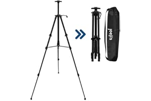 Joejis - Chevalet d'artiste en toile pour Peinture - Ideal pour Adultes et enfants - Hauteur entièrement réglable 52 cm - 162 cm - Chevalet de table et support de sol - Dessin et présentation - Noir