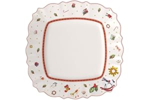Villeroy & Boch Toy's Delight Piatto Piano, Quadrato, Porcellana, Bianco/Rosso, 28.5x28.5x0.1 cm