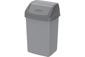 Cosmoplast 20L Flip-Top Waste Bin With Swing Lid, Pearl Grey
