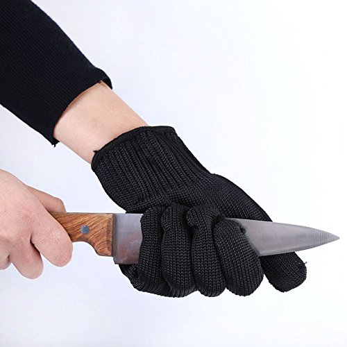 HULISEN Arbeiten Möchten Schnittfeste Anti Abrieb Sicherheit Handschuhe schnittfest Level 5 Wild Selbstverteidigung Supplies (Schwarz) - 7