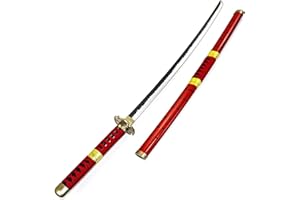 HZYYZH Samurai Ninja Wooden Sword Arme, Anime Noir Samurai Roronoa Zoro Cosplay Katana Couteau Jouets pour Adolescents,Rouge