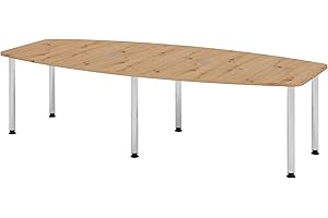 ‎BÜMÖ Bümö Konferenztisch oval 280x130 cm großer Besprechungstisch in Asteiche, Besprechungstisch mit Chromfüßen, Meetingtisch für 10 Personen, XXL-Tisch für Besprechungsraum & Meeting
