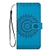 Produktbild Huawei P10 Plus Hülle, Geprägte Muster Handy Case, Prägung Mandala Lederhülle PU Leder Wallet Flip Cover Kunstleder Schutzhülle Stand Kredit Kartenfächer Magnetverschluss (Huawei P10 Plus, Blau)