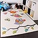 Children's Rug, Cute Owl in Cream / Blue / Orange / Green 200x290 cm
