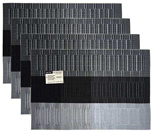 NKTM Platzdeckchen (4 er in Schwarz +Grau) Platzsets, Abgrifffeste und Waschbare Hitzebeständig und Rutsch Leicht Gespeichert / Style Einrichtung in Küche - 7