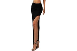 lijun Falda Larga Maxi del Club de la Cadera del Paquete de la división del Lado Abierto Atractivo de la Cintura Alta de Las Mujeres