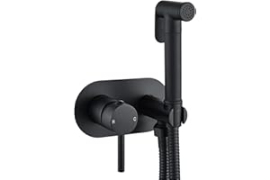 Bathroom Toilet Brass Bidet Sprayer Kit Set Matt Black Hot and Cold Hand Held Sprayer Shattaf Bathroom Attachment, NewEast Concealed Shower Kit