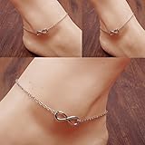 Horaire Fußkettchen Mode Einfach ∞ Symbol Anhänger Legierung FußSchmuck Frau Strand Fußkette Zubehör Ketten,21cm,Silber - 5
