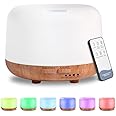 300ML Essential Oil Diffuser Humidifier Aromatherapy Ultrasonic Air Vapouriser Scented Fragrance with Remote, Mist Modes, Automatic Off and 7 LED Lights for Home Office Sleep (Yellow) AZULON