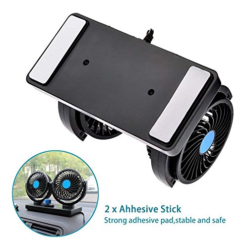 Trest Car Fan 12V 360 Degree Rotatable Dual Head 2 Speed Quiet Strong Dashboard Auto Cooling Air Fan for All Auto Vehicles - Image 6