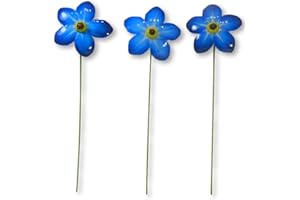 THAI GIFTS Set of 3 Handcrafted Forget Me Not Metal Garden Ornaments - 48cm Tall Unique Garden Stakes for Pots & Borders - Durable, Handcrafted Outdoor Decorations - Vibrant Blue Flowers for Garden - set of 3