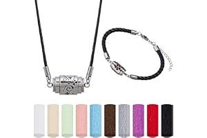 SUPERFINDINGS Collier Diffuseur D'Huiles Essentielles Bracelet Médaillon D'Aromathérapie Pendentif avec 2 tampons de Parfum Colliers Réglables Bracelet pour Cadeaux de Noël