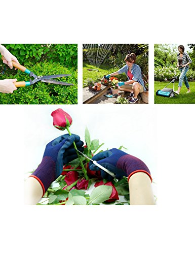 Zapo Werkzeuge Gartenarbeitshandschuhe zum Graben, Unkraut jäten und Setzlinge Einpflanzen mit Latex-Gummi für Frauen Medium 2 Paar - 4