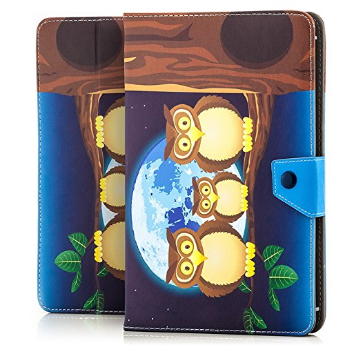 Preisvergleich Produktbild Saxonia Tablettasche Case Universal Tablet Tasche mit Motiv Eulenfamilie (Braun)