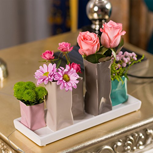 Keramikvasenset Blumenvase Keramikvasen bunt Vase Blumen Pflanzen Keramik Set Deko Dekoration 1 Set - 4