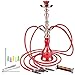 Produktbild Taffstyle® Orientalische 4er Schlauch Party Shisha Wasserpfeife Orientalisch Hookah Glas Bowl Höhe 65 cm - Zubehör - 4 Schläuche, 5 Mundstücke, Zange und Kohle Holzkohle 1 Rolle mit 10 Stück / Rot