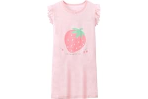 WSLCN Niñas Nighties Camisones 100% Algodón Verano Niño Manga Corta Ropa de Dormir Camisón