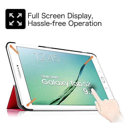 Fintie Samsung Galaxy Tab S2 9.7 Hülle Case – Ultra Schlank Superleicht Ständer Smart Shell Cover Schutzhülle Tasche mit Auto Schlaf / Wach Funktion für Samsung Galaxy Tab S2 T810N / T815N / T813N / T819N 24,6 cm (9,7 Zoll) Tablet-PC, Rot - 5