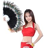 Dance Fairy Pfau Feder Bauchtanz Handventilator beste Halloween Geschenk schwarz - 