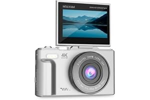 PRIXTON Caméra Digitale Xplorer DV900, WiFi, App Mobile, Écran Pivotant IPS LCD, Résolution 4K et 64MP, 9 Fonctions Caméra, Batterie Rechargeable, Autonomie 1,5h, Carte SD jusqu'à 256Go (Argent)