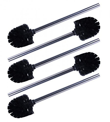 5 x WELLGRO® Edelstahl WC-Bürste schwarz - Ersatz Toilettenbürste - Klobürste weiß - Bürste - Ersatzbürste - Ersatztoilettenbürste