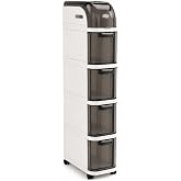 Pro Slim Tekerlekli Organizer Dolap, 4 &Ccedil;ekmeceli Dar Alan Depolama &Uuml;nitesi, Banyo, Mutfak ve &Ccedil;amaşır Odası İ&ccedil;in &Ccedil;ok Ama&ccedil;lı Ar