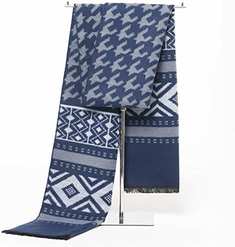 Men's Fashion Korean luxury 30*180cm Modal Boho Scarf &amp; Soft Thick Fringed Elegant Shawl (Blue)