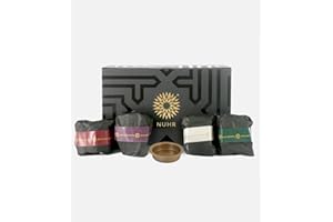 NUHR HOME Incense Burner and Incense Cones Gift Set / 40 Oud Scented Cones / 4 Fragrances complete with Gift Card and Gold Metal Plate Burner/Bakhoor alternative/Long Lasting Aroma