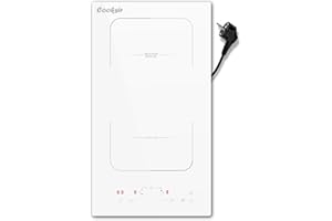Cooksir Piano Cottura a Induzione 2 Piastre, Piano Cottura Induzione con Spina, Piano Cottura Bianco 2 Fuochi, Doppio Incasso 29cm, 3500Watt, Zona Combinata, 220V