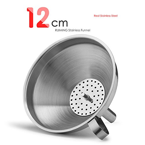 OUNONA 12cm Trichter mit Sieb Edelstahl für die Übertragung von flüssigen Flüssigkeiten Trockene Zutaten Pulver - 4