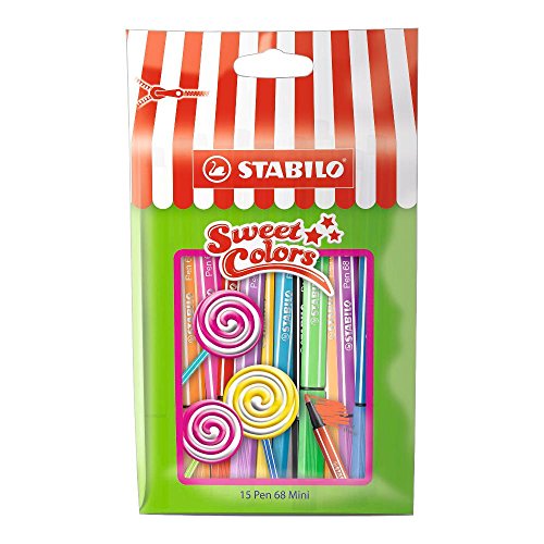Stabilo Premium Filzstift Pen 68 Mini Sweet Colors (mit 15 verschiedenen Farben, im wiederverschließbaren Beutel) 15er Pack