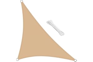 swift Vela Ombreggiante Impermeabile Triangolare 3,5x3,5x4,9 m Protezione Anti Raggi UV Tenda a Vela, Telo Tenda da Sole a Vela per Esterno, Giardino & Gazebo, Sabbia