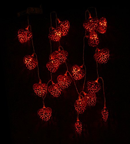 LED-Lichtshop® 1 Stück 3m länge 20er LED-Lichterkette rote Metall-Herzen, batteriebetrieben mit Schalter. Hochwertige Deko Lichterkette für Innen von LED-Lichtshop. - 3