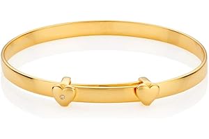 Molly Brown London 18ct Gold Plated My First Diamond Expandable Baby Bangle. Christening Bangle | Baby Jewellery | Baby Keepsake | Baby Shower Gift​​​