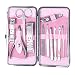 NUOLUX 12pcs Manicure Pedicure Sets Stainless Steel With Pink Case