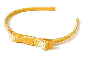 CAPRILITE Classic Girls Children's Hair Bow Alice Band Headband Handmade for School Wedding Birthday Party Gift- over 20 Colours (Mustard Yellow)