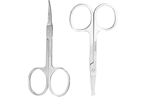 DALOMGZL Premium Facial Hair Scissors - Sharp Nail Scissors for Toenails, Manicure, Pedicure, Cuticle, Beard (2PCS)
