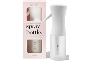 Kitsch Bouteille Spray pour Cheveux - Vaporisateur Continu à Ultra Fine Brume pour Coiffure, Barbier, Salons, Plantes, Bouteille Polyvalente pour Nettoyage - Plastique Recyclé - Blanche, 5 oz