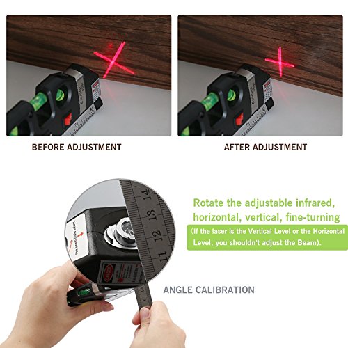 TILY Mehrzweck-Laser Level Laser Maßnahme Line 8 ft + Maßband Lineal Angepasst Standard und Metrisches Herrscher - 8