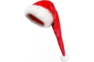FiveMileBro Lang Weihnachtsmütze,Weihnachtsmannmütze mit dickem Plüschbesatz, Nikolausmütze Verlängerte Erwachsene, Santa Clause Mütze für Weihnachtsfeier