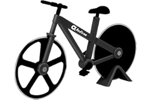 Asdirne Roulette à pizza en forme de vélo avec lames anti-adhésives en acier inoxydable super tranchantes, cadeau fantaisie, 19 cm, noir