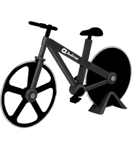 Pizzasnijder Fiets- en roestvrijstalen, met antiaanbaklaag, plastic houder, gemakkelijk te snijden, voor feesten (titanium